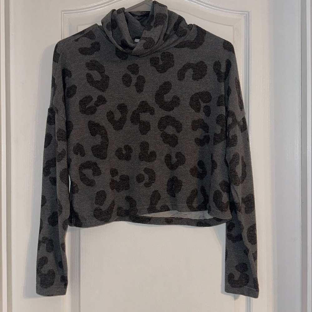 Gaze Animal Print Cowl Neck Sweater
